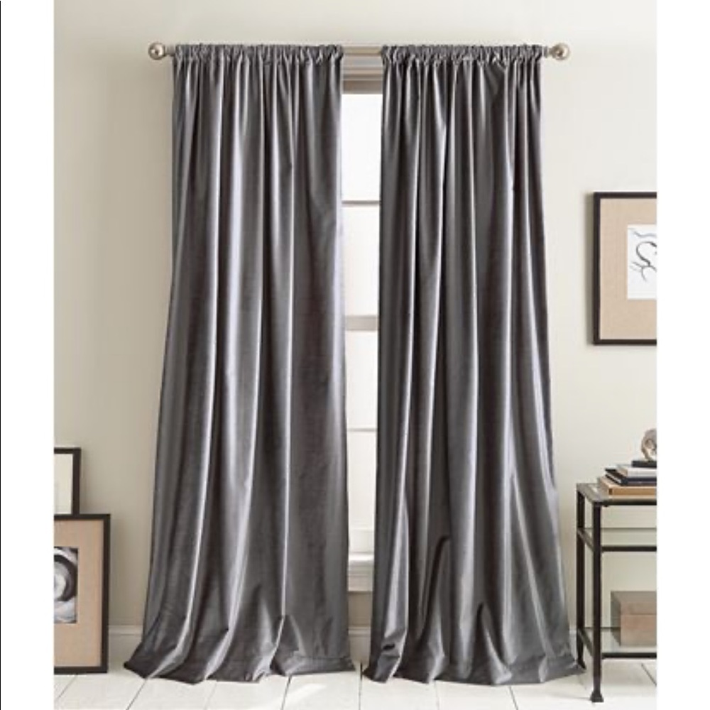 DKNY NIP Modern Velvet 50" x 108" Curtain Set - Picture 1 of 6